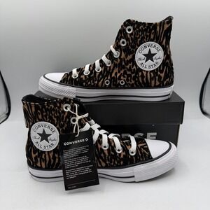 Converse All Star High Top Sneakers Leopard Print Black Brown
